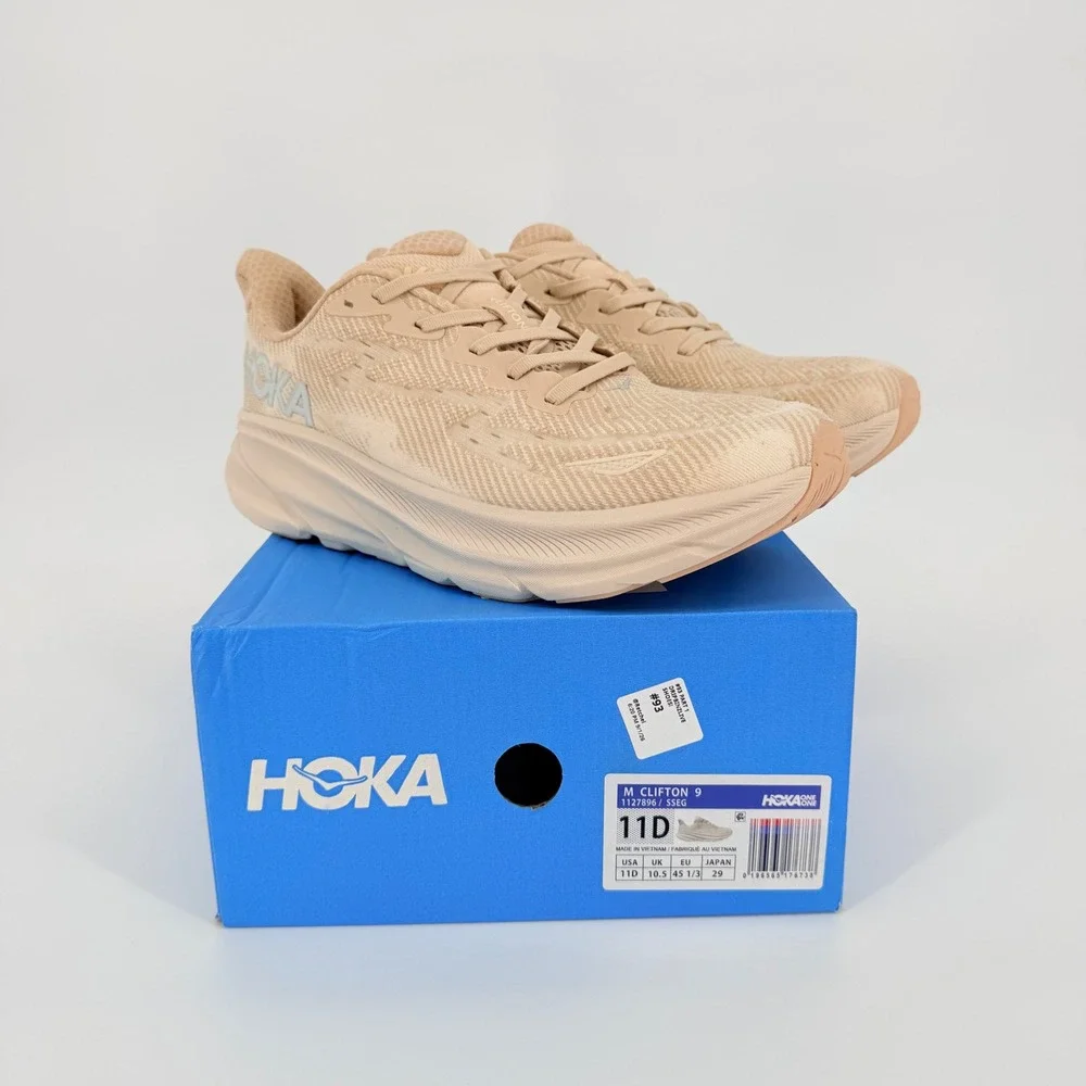 Hoka Clifton 9 Running Shoes Mens 11 Womens 12 Beige Gorpcore Comfort Athletic